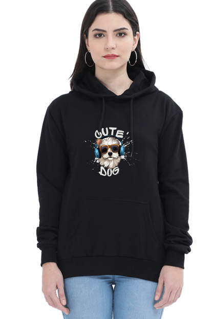 Cute Dog Printed Women’s Hooded Sweatshirt