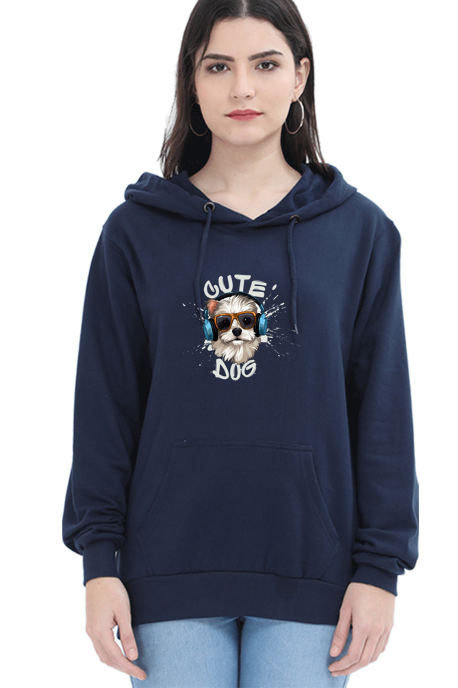 Cute Dog Printed Women’s Hooded Sweatshirt