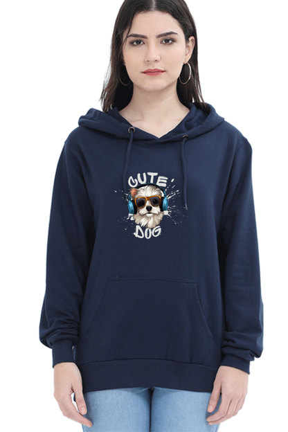 Cute Dog Printed Women’s Hooded Sweatshirt