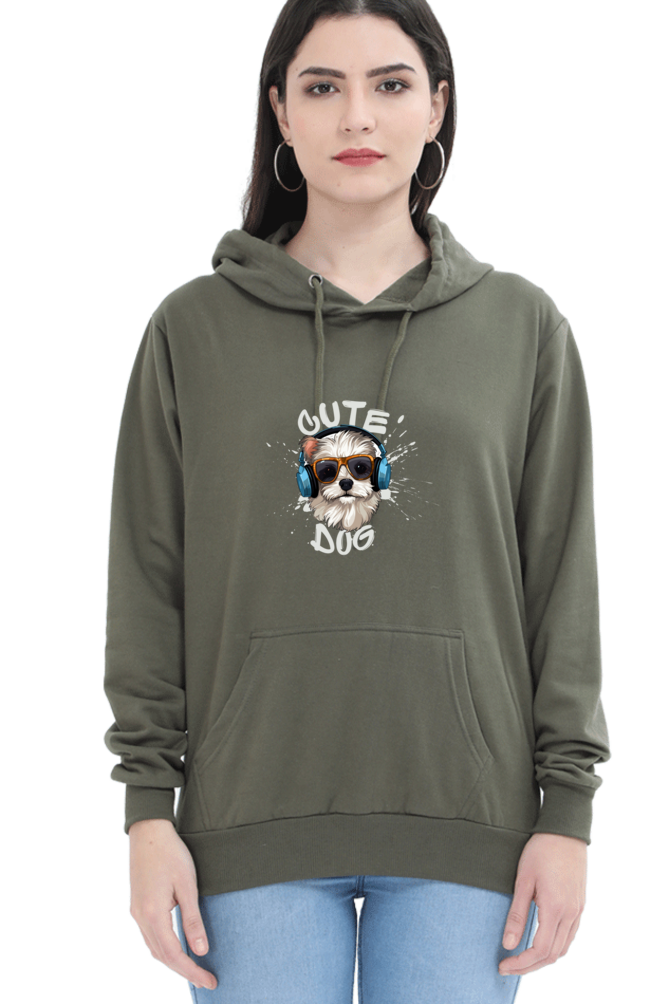 Cute Dog Printed Women’s Hooded Sweatshirt