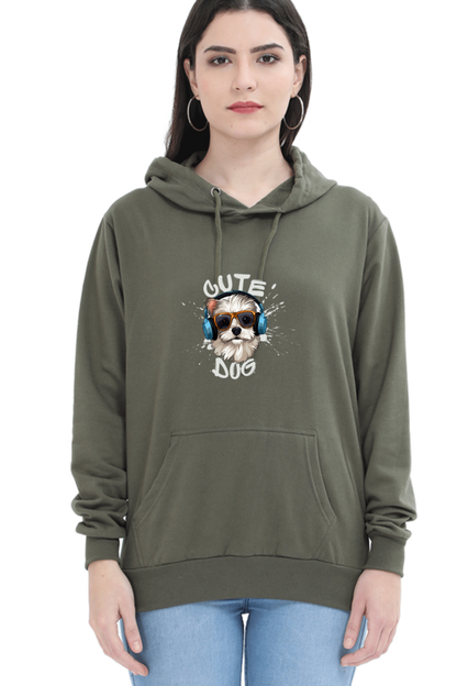 Cute Dog Printed Women’s Hooded Sweatshirt