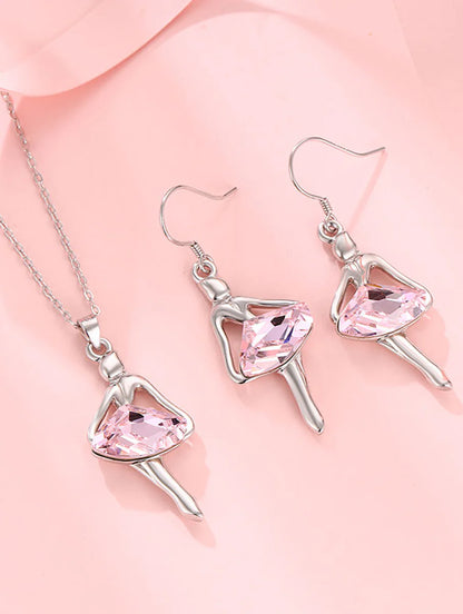 Pink Stone Doll Shape Pendant Set